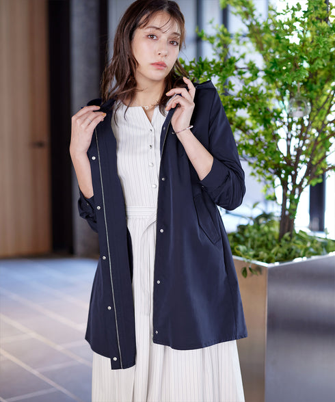 ベルト付きストライプワンピース