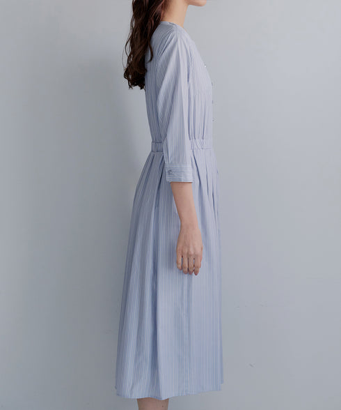 ベルト付きストライプワンピース