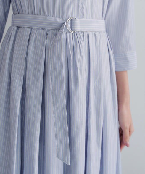 ベルト付きストライプワンピース