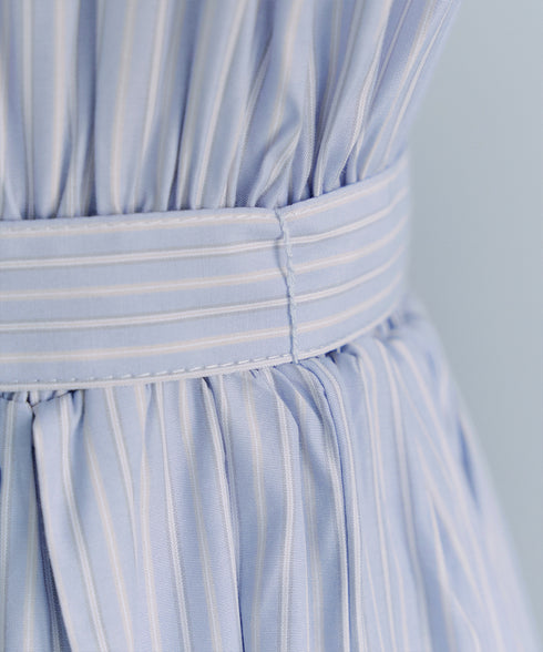 ベルト付きストライプワンピース