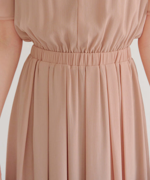 花びらスリーブベルト付きワンピース