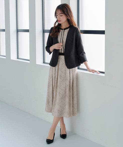 【安田美沙子さん着用】フラワープリント配色ワンピース