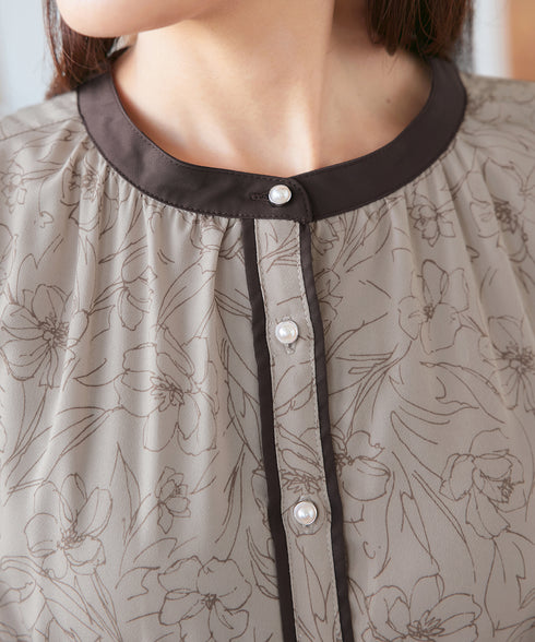 【安田美沙子さん着用】フラワープリント配色ワンピース