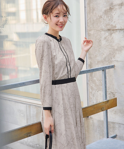 【安田美沙子さん着用】フラワープリント配色ワンピース