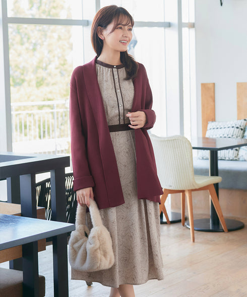 【安田美沙子さん着用】フラワープリント配色ワンピース