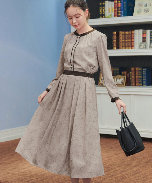 【安田美沙子さん着用】フラワープリント配色ワンピース