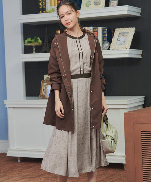 【安田美沙子さん着用】フラワープリント配色ワンピース