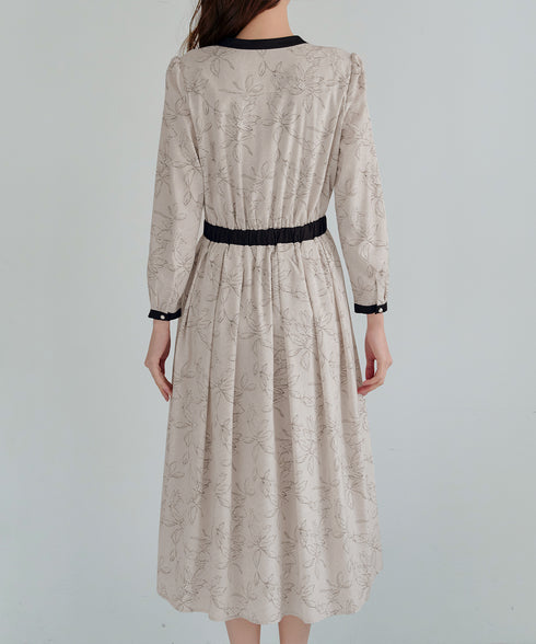 【安田美沙子さん着用】フラワープリント配色ワンピース