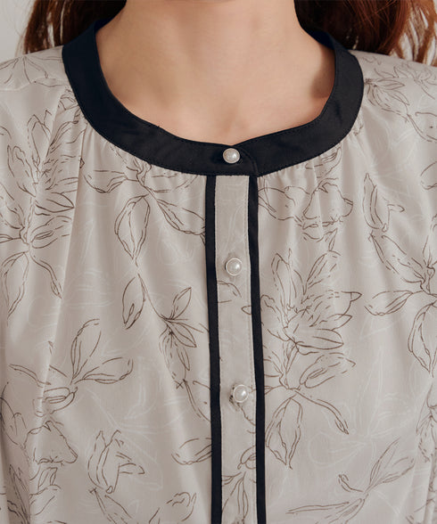 【安田美沙子さん着用】フラワープリント配色ワンピース