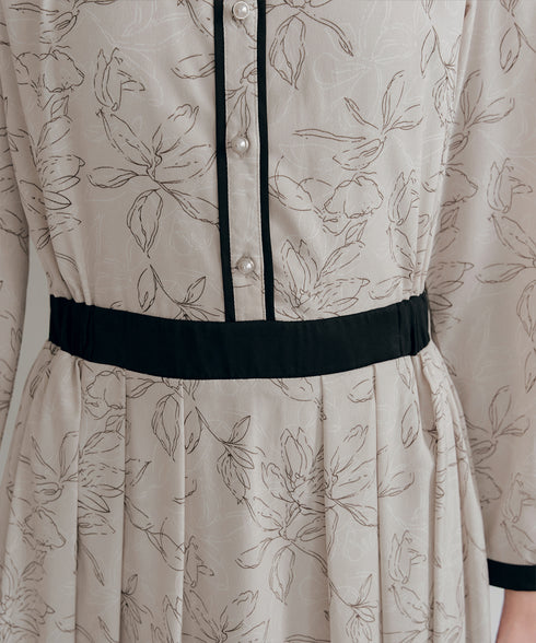 【安田美沙子さん着用】フラワープリント配色ワンピース