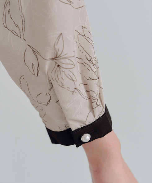 【安田美沙子さん着用】フラワープリント配色ワンピース