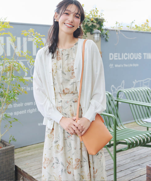 【新色追加】 大花柄シフォンワンピース