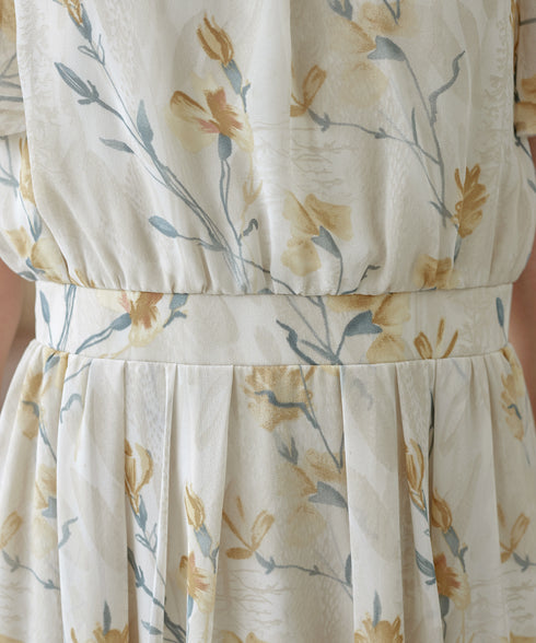 大花柄シフォンワンピース