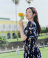 【新色追加】 大花柄シフォンワンピース
