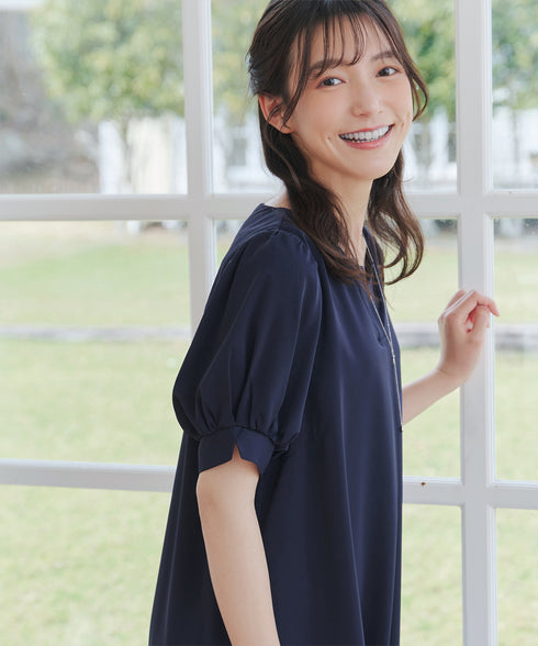 【洗える・XSサイズ】裾切替マーメイドフレアワンピース