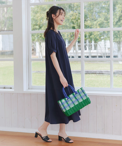 【洗える・XSサイズ】裾切替マーメイドフレアワンピース