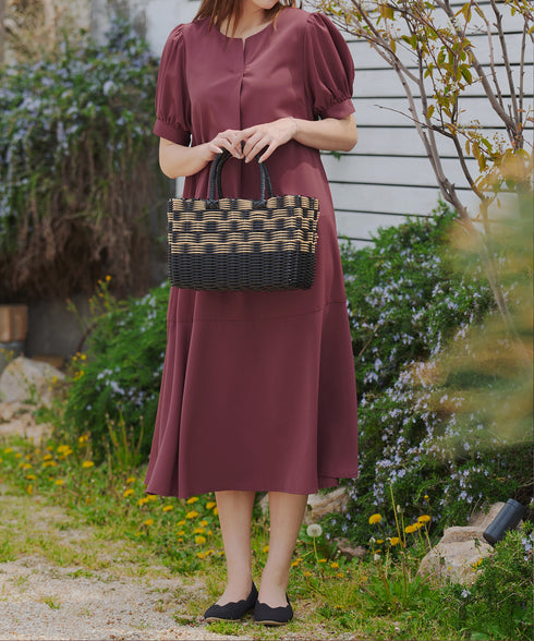 【洗える・XSサイズ】裾切替マーメイドフレアワンピース