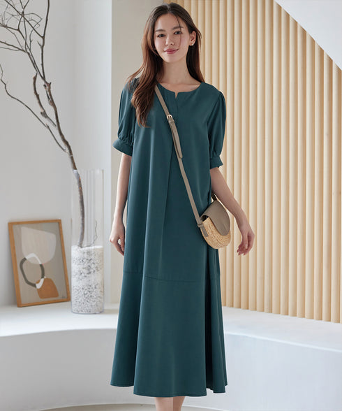 【洗える・XSサイズ】裾切替マーメイドフレアワンピース