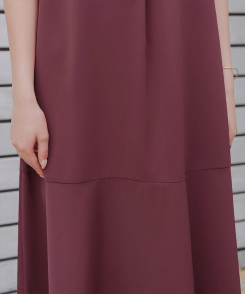 【洗える・XSサイズ】裾切替マーメイドフレアワンピース