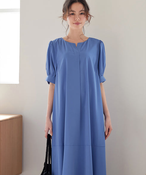 【洗える・XSサイズ】裾切替マーメイドフレアワンピース