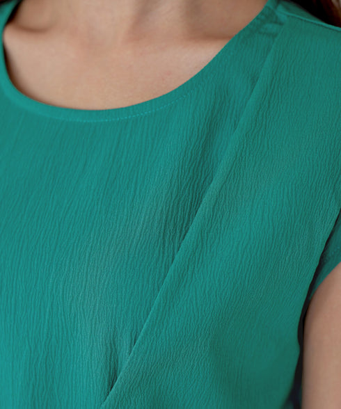 ウエストリボンフレンチスリーブマキシワンピース