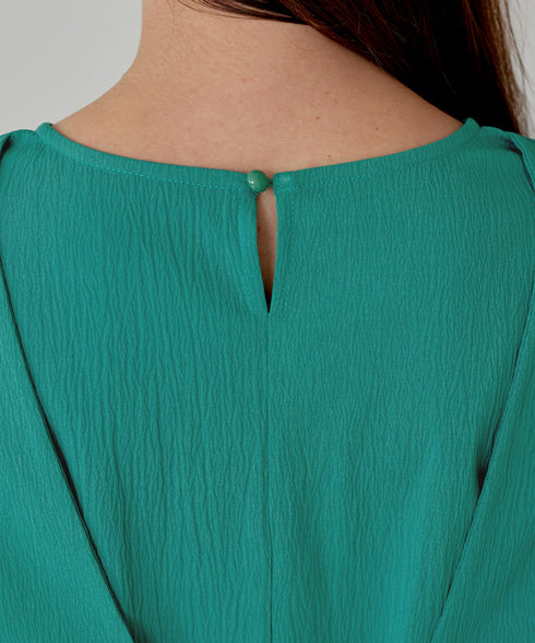 ウエストリボンフレンチスリーブマキシワンピース