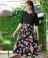 フラワープリントドッキングワンピース