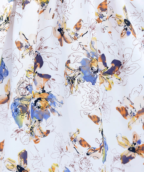 フラワープリントドッキングワンピース