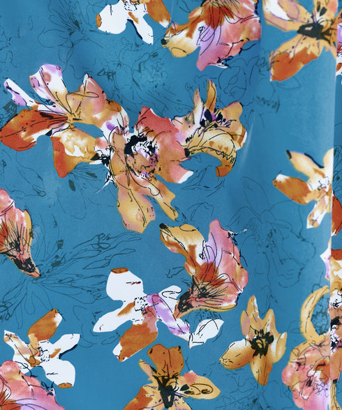 フラワープリントドッキングワンピース