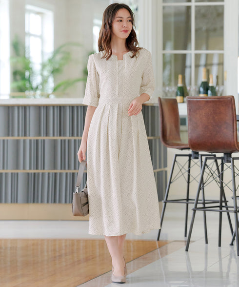 変形ドット柄ワンピース