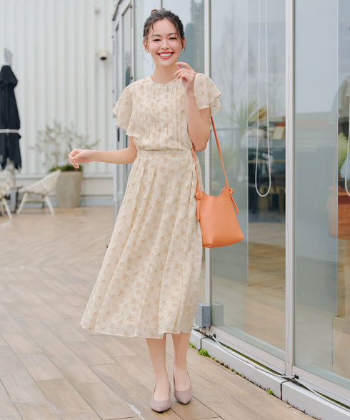 【小倉優子さん着用】フレアスリーブ柄ワンピース