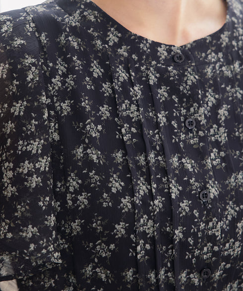 【小倉優子さん着用】フレアスリーブ柄ワンピース