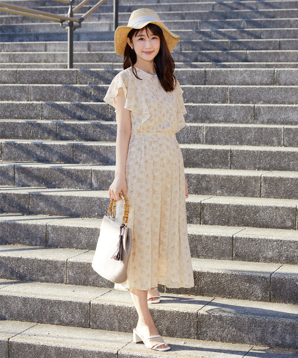 【小倉優子さん着用】フレアスリーブ柄ワンピース