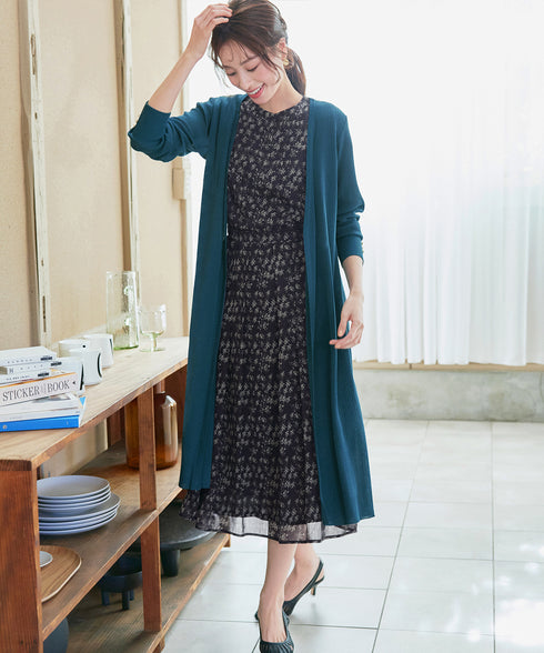 【小倉優子さん着用】フレアスリーブ柄ワンピース