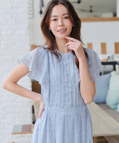 【小倉優子さん着用】フレアスリーブ柄ワンピース