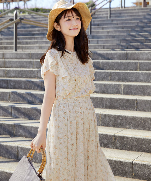 【小倉優子さん着用】フレアスリーブ柄ワンピース