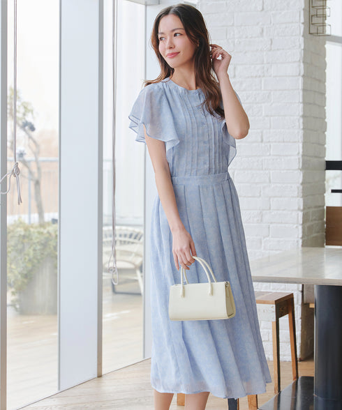 【小倉優子さん着用】フレアスリーブ柄ワンピース