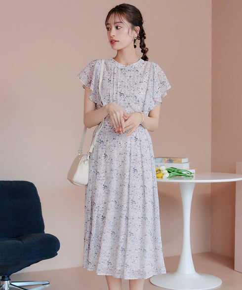 【小倉優子さん着用】フレアスリーブ柄ワンピース