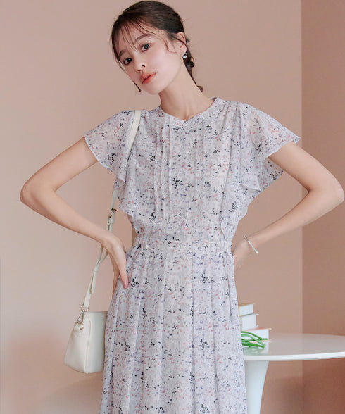 【小倉優子さん着用】フレアスリーブ柄ワンピース