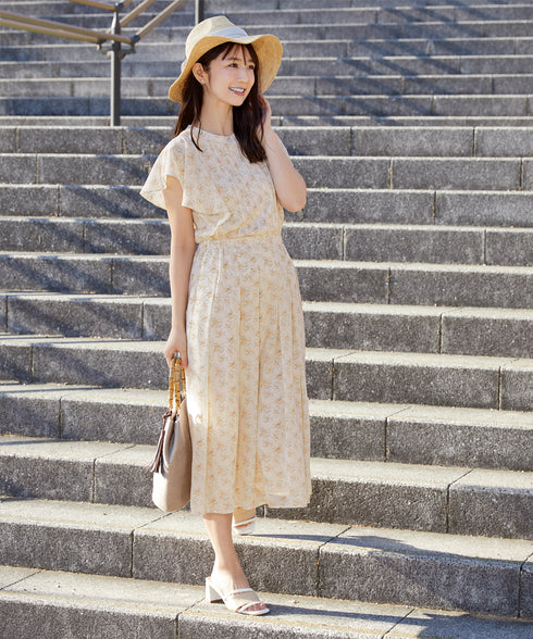 【小倉優子さん着用】フレアスリーブ柄ワンピース