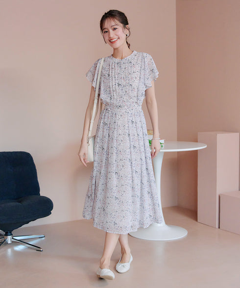 【小倉優子さん着用】フレアスリーブ柄ワンピース