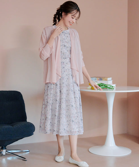 【小倉優子さん着用】フレアスリーブ柄ワンピース