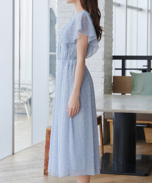 【小倉優子さん着用】フレアスリーブ柄ワンピース