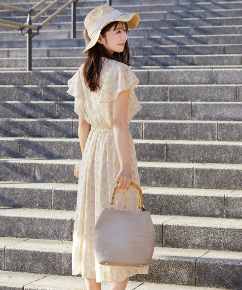 【小倉優子さん着用】フレアスリーブ柄ワンピース