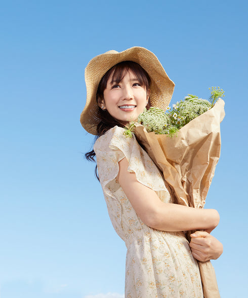 【小倉優子さん着用】フレアスリーブ柄ワンピース