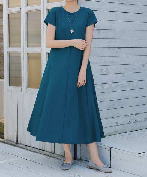 【接触冷感】イージーカットソーロングワンピース