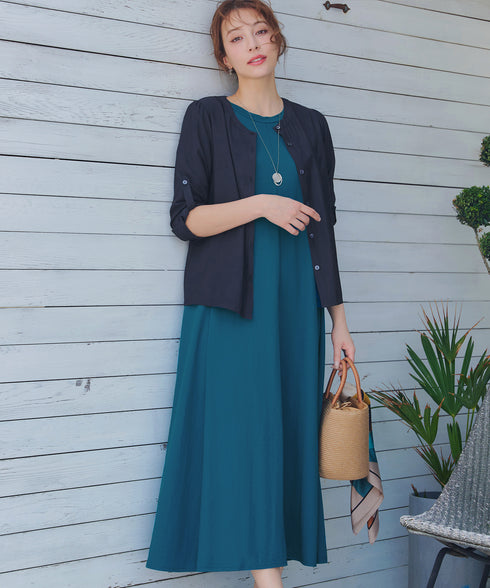 【接触冷感】イージーカットソーロングワンピース