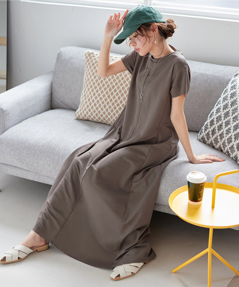 【接触冷感】イージーカットソーロングワンピース