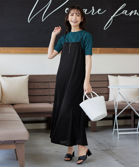 ストレッチレースキャミワンピース