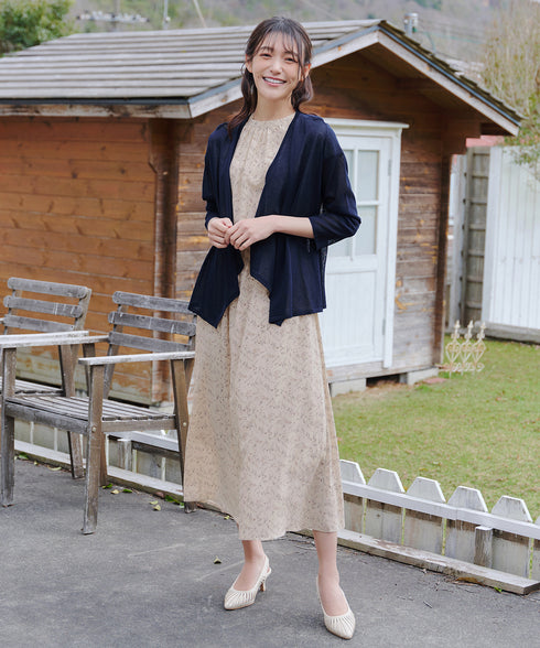 花柄フレンチスリーブワンピース